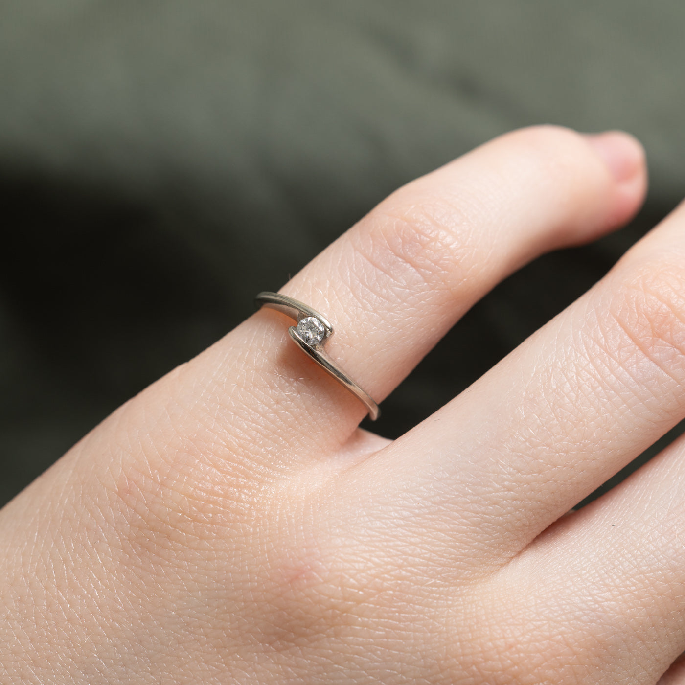 10K Tension Set Diamond Bypass Ring | 0.075ct | SZ 3.75