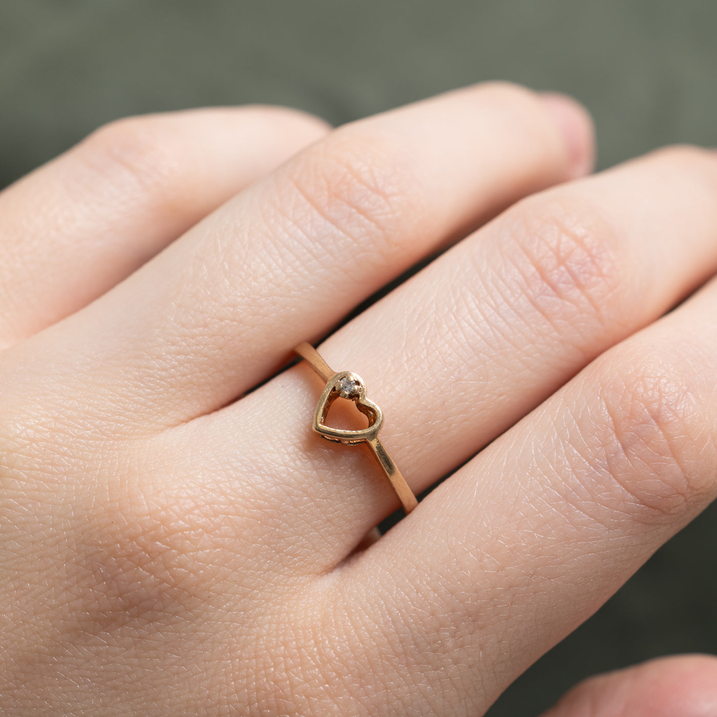 10K Diamond Open Heart Ring | 0.015ct | SZ 6.25