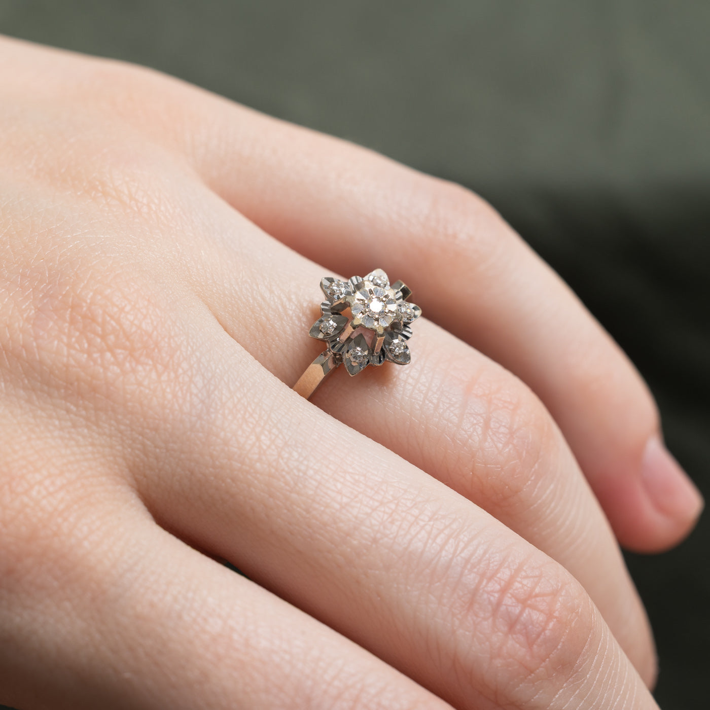 18K Illusion Set Diamond Petal Ring | 0.06ctw | SZ 6.5