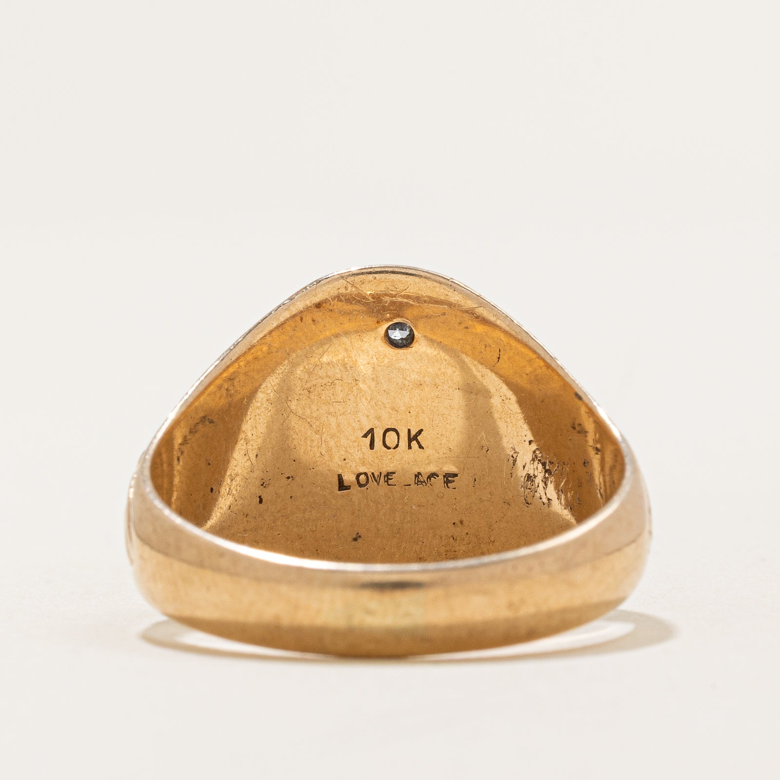 Diamond 'EL' Signet Ring | 0.009ct | SZ 11