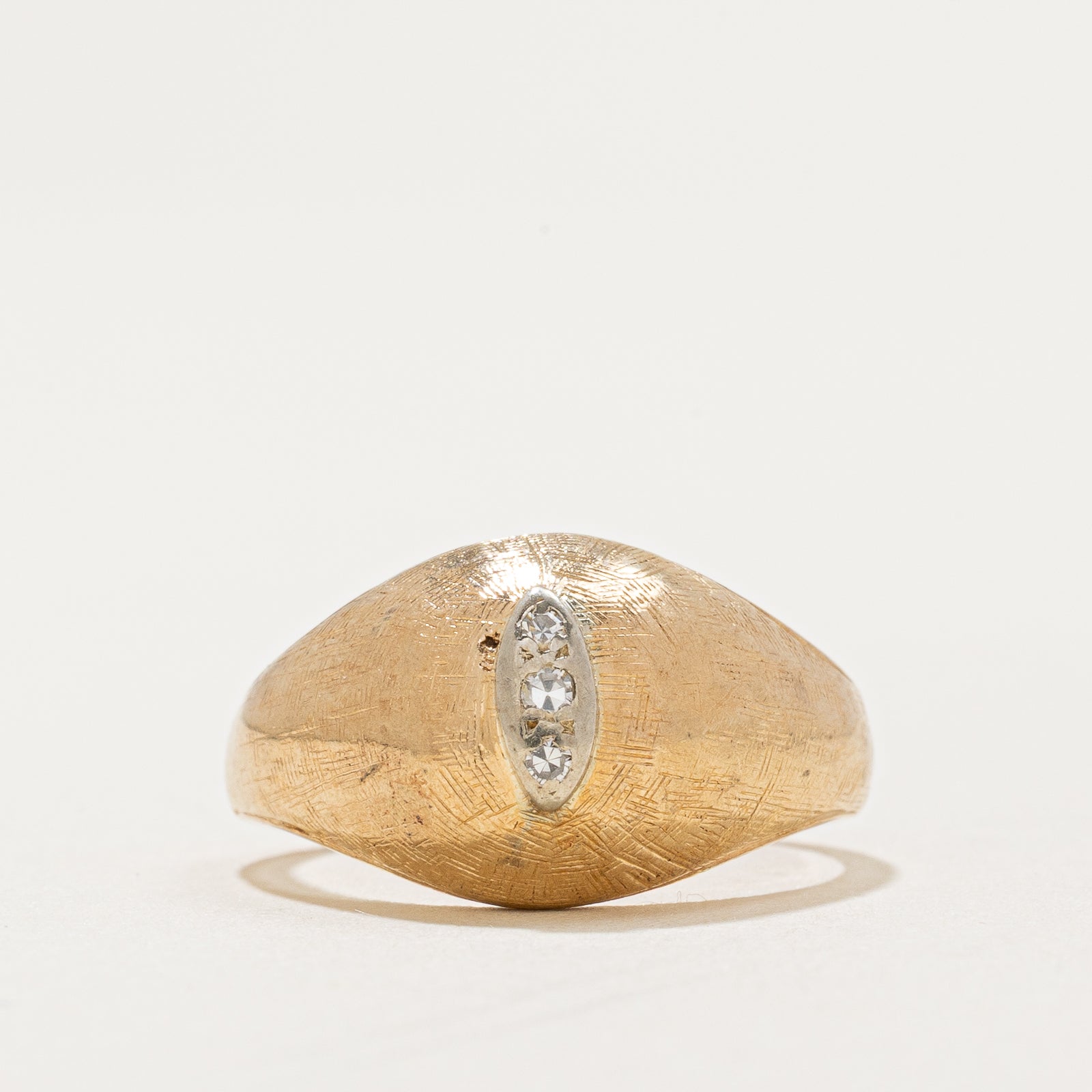 Vintage Canadian Three Stone Diamond Dome Ring | 0.02ctw | SZ 4