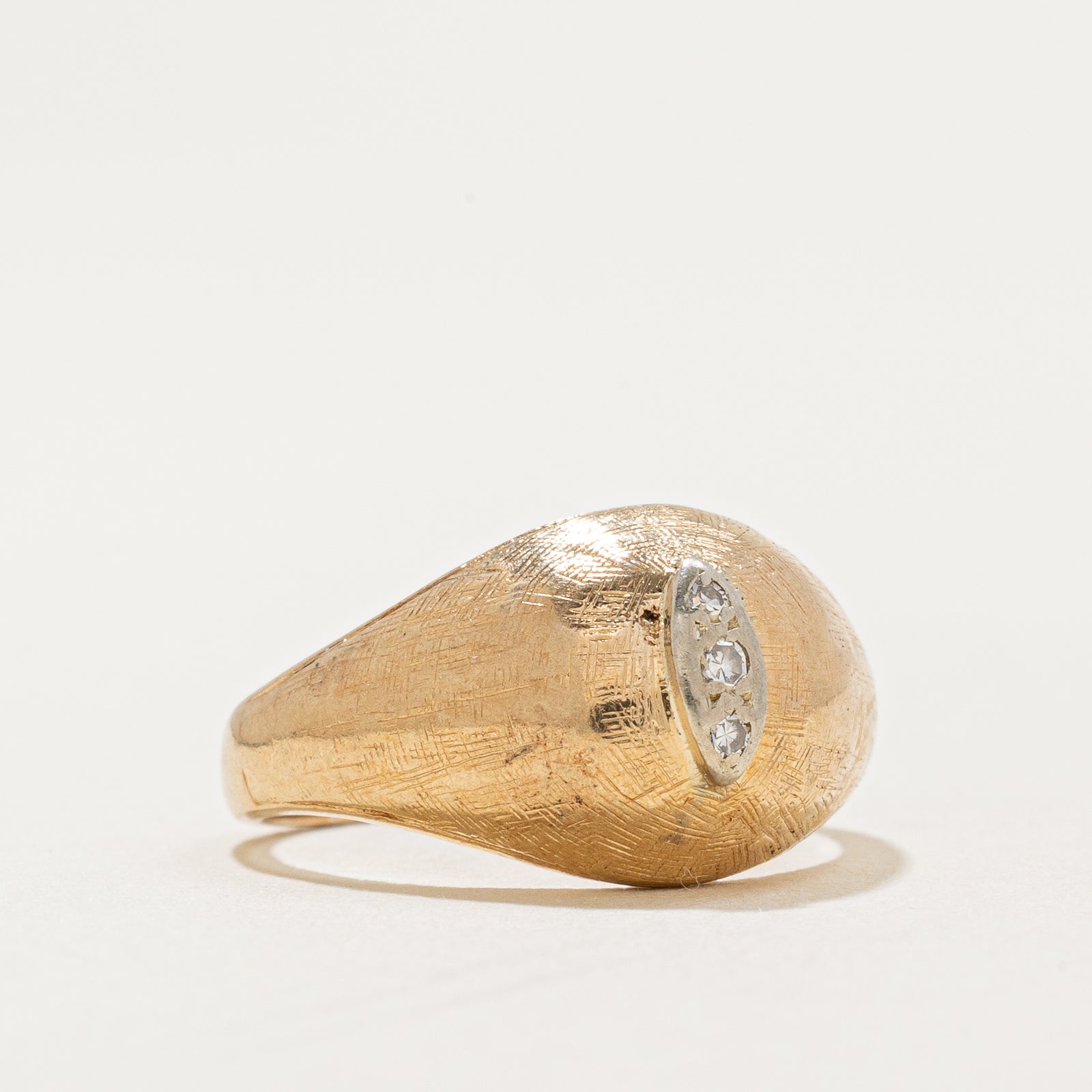 Vintage Canadian Three Stone Diamond Dome Ring | 0.02ctw | SZ 4