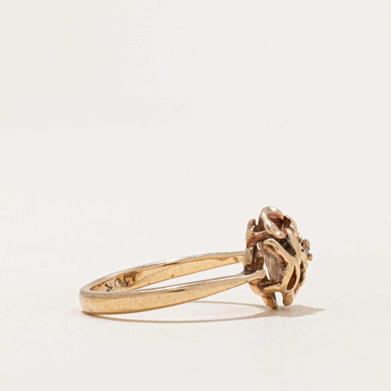 Single Stone Diamond Flower Ring | 0.004ct | SZ 4.75