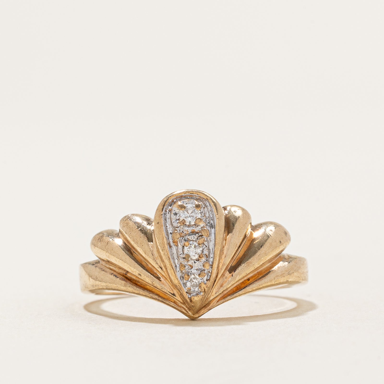 Bague chevron en diamant colonne | 0,042 ct | Taille 7