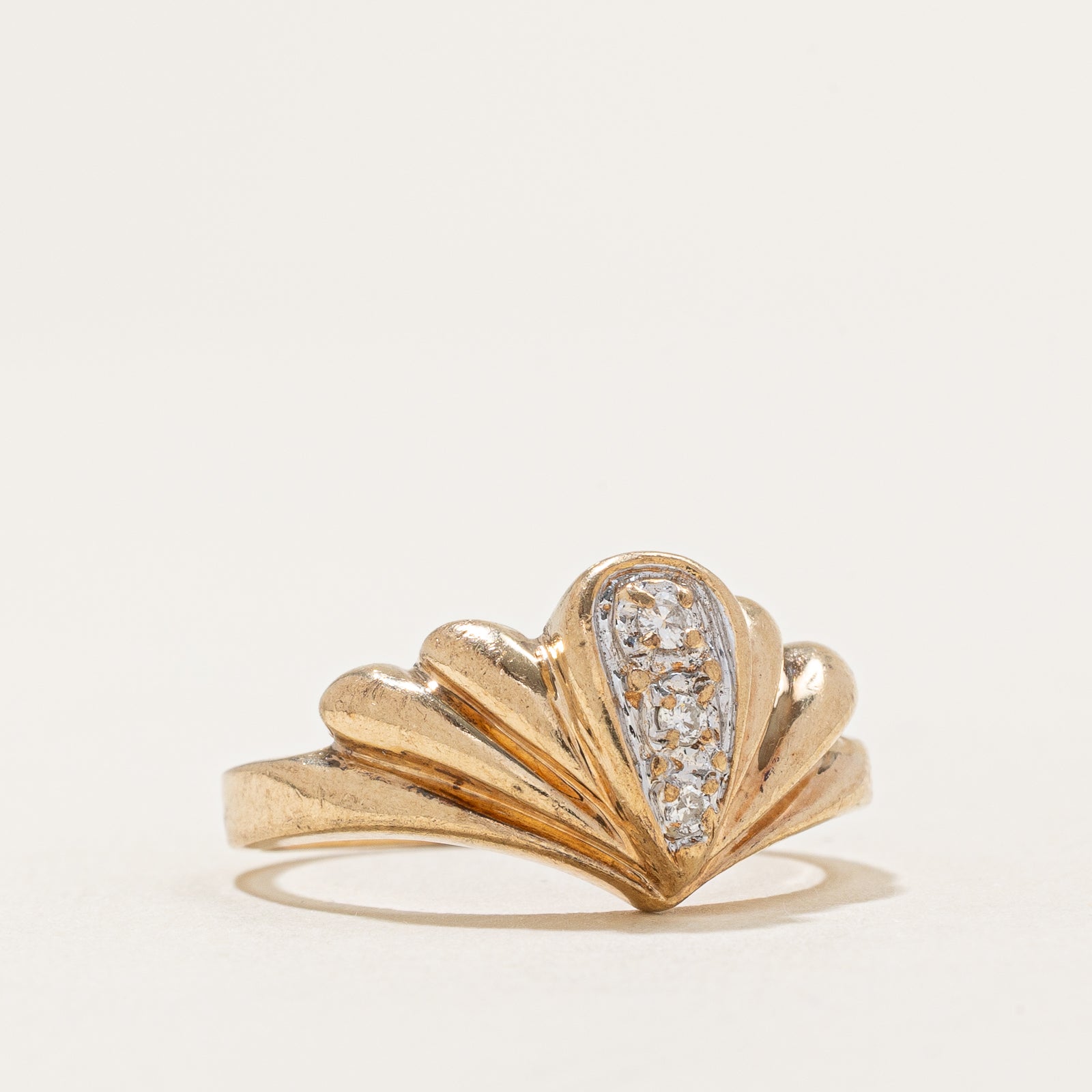 Bague chevron en diamant colonne | 0,042 ct | Taille 7
