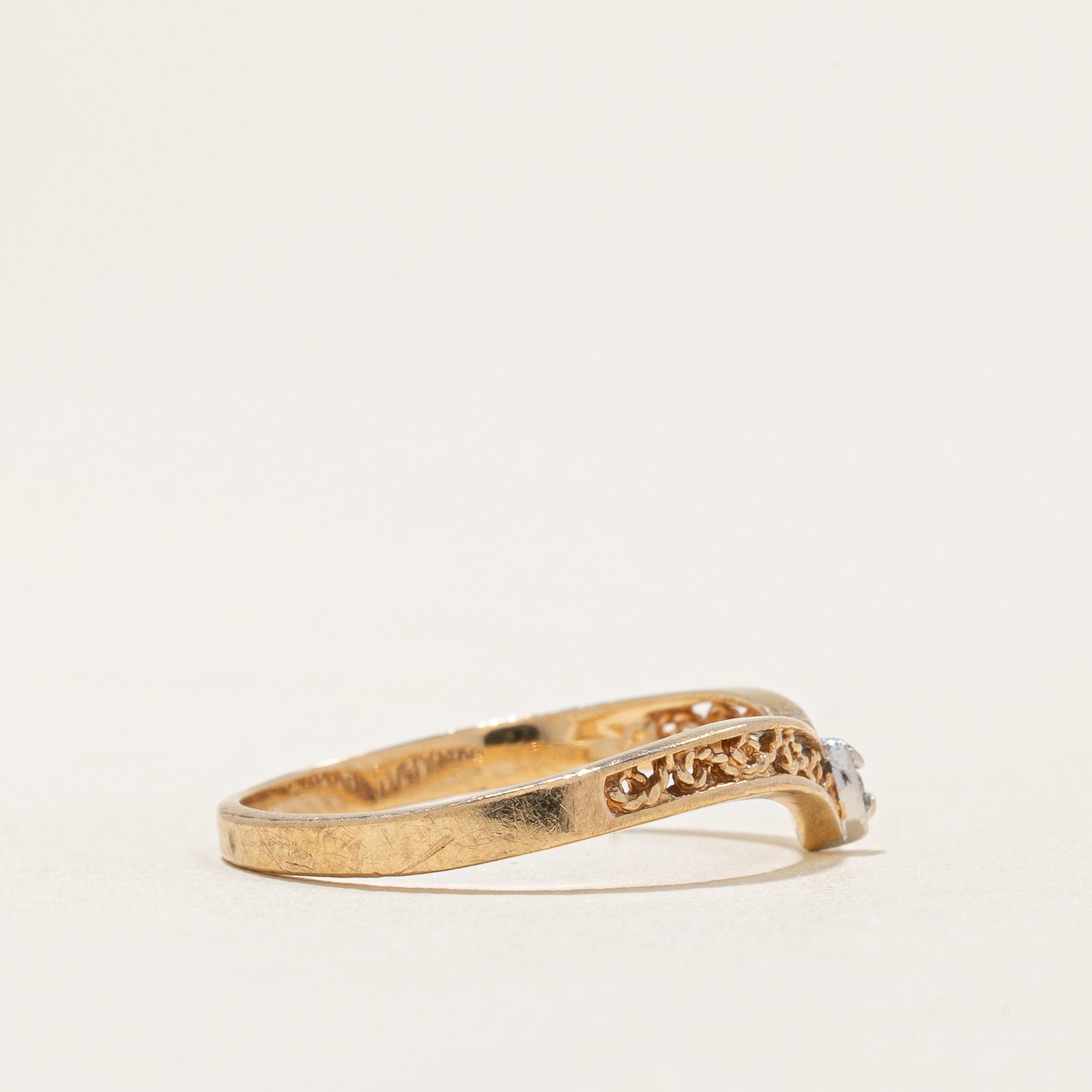 Single Stone Diamond Chevron Ring | 0.004ct | SZ 6.25