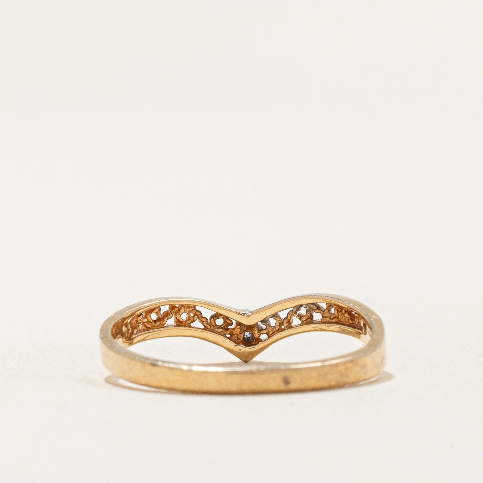 Single Stone Diamond Chevron Ring | 0.004ct | SZ 6.25