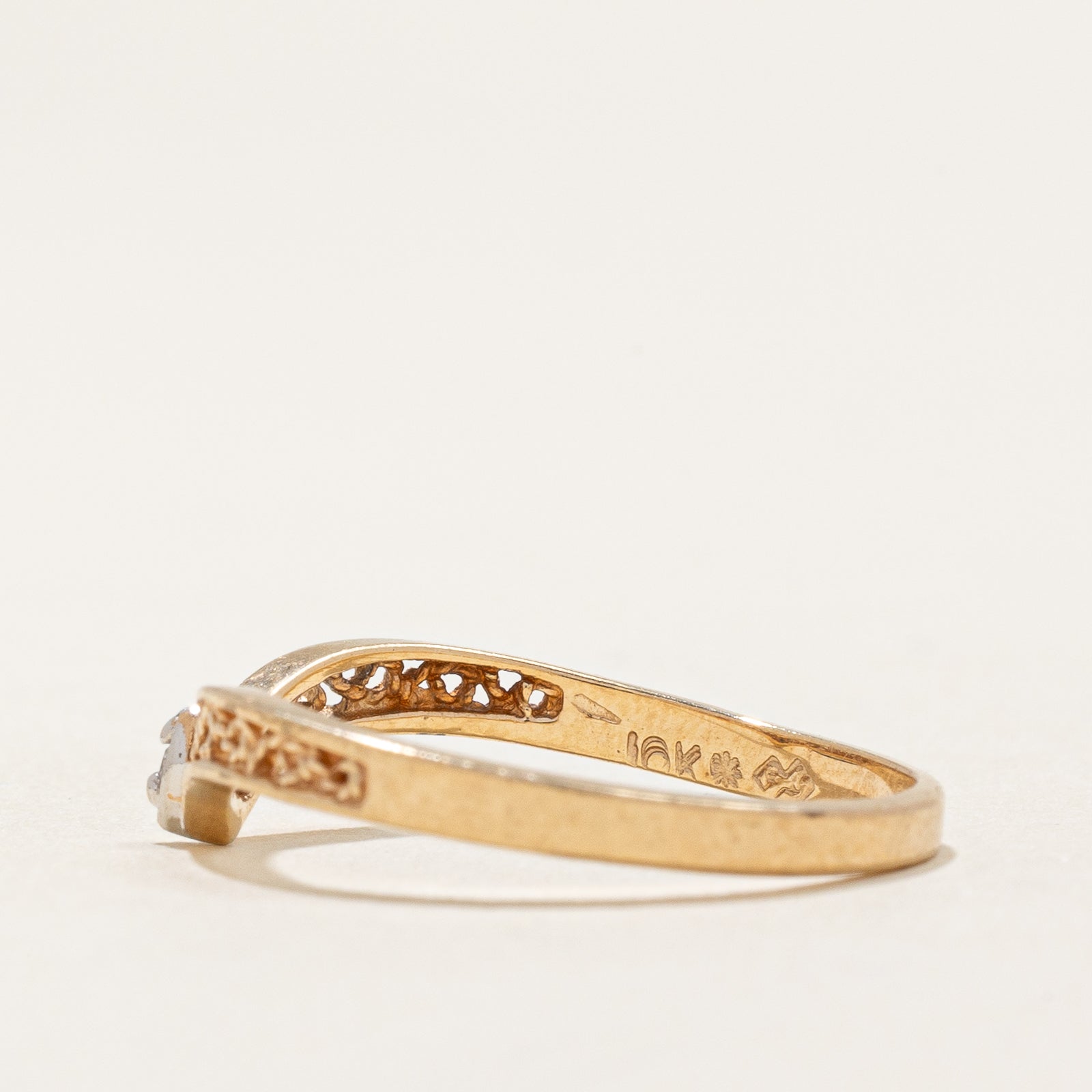 Single Stone Diamond Chevron Ring | 0.004ct | SZ 6.25