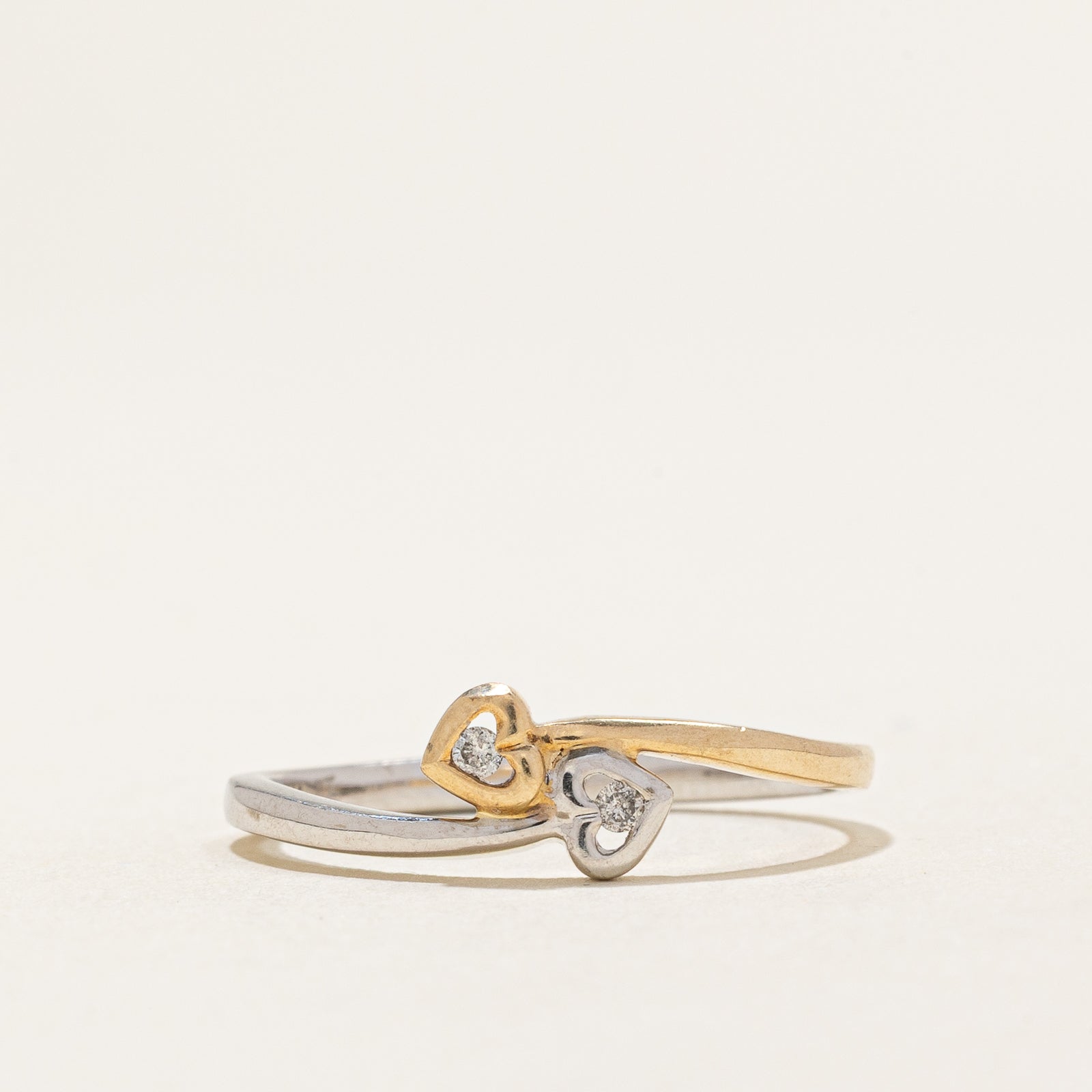 Two Stone Diamond Cross Over Ring | 0.02ctw | SZ 7.25