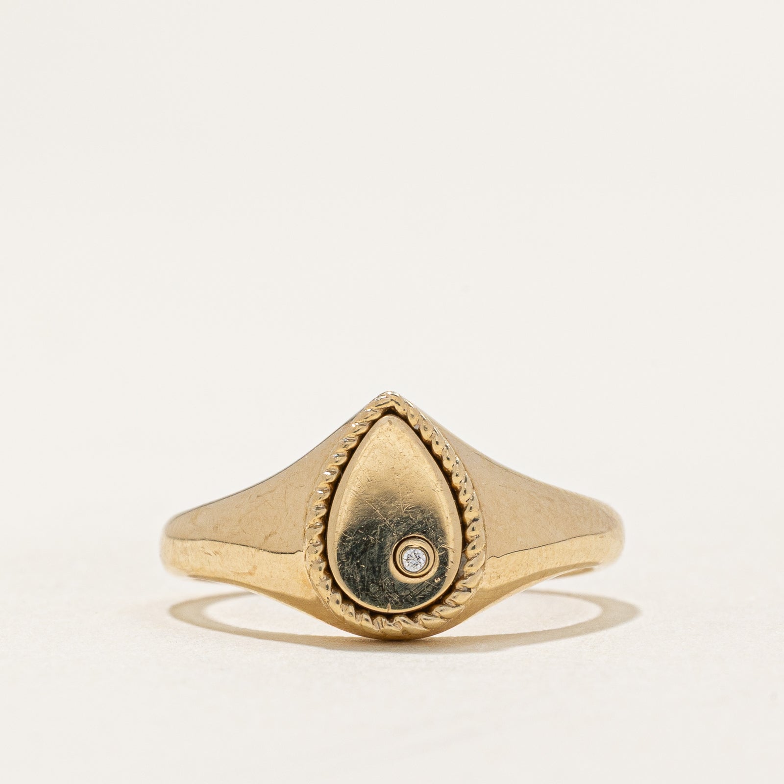 Single Stone Diamond Teardrop Ring | 0.001ct | SZ 5.25