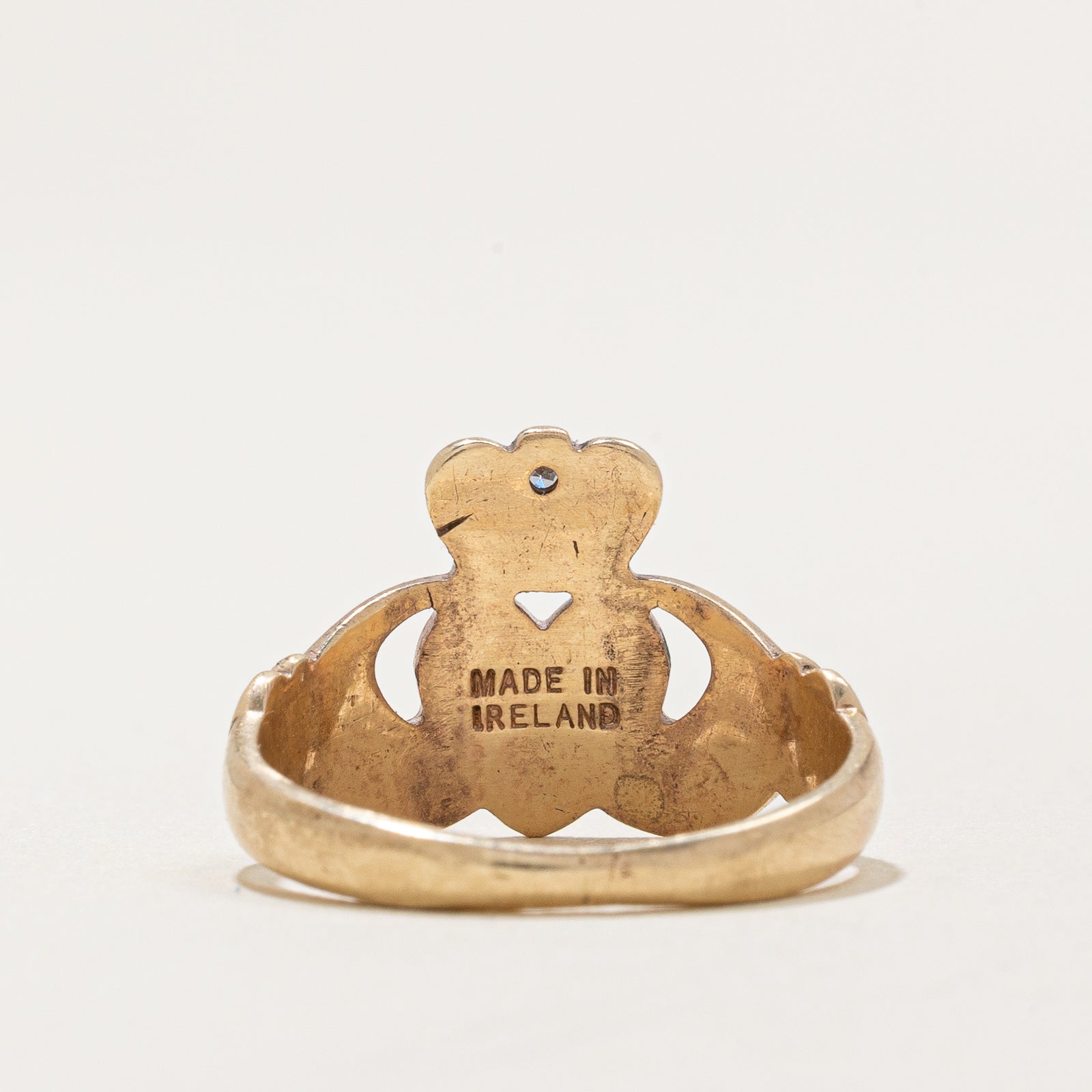 1993 Dublin Single Stone Diamond Claddagh Ring | 0.01ct | SZ 5.25