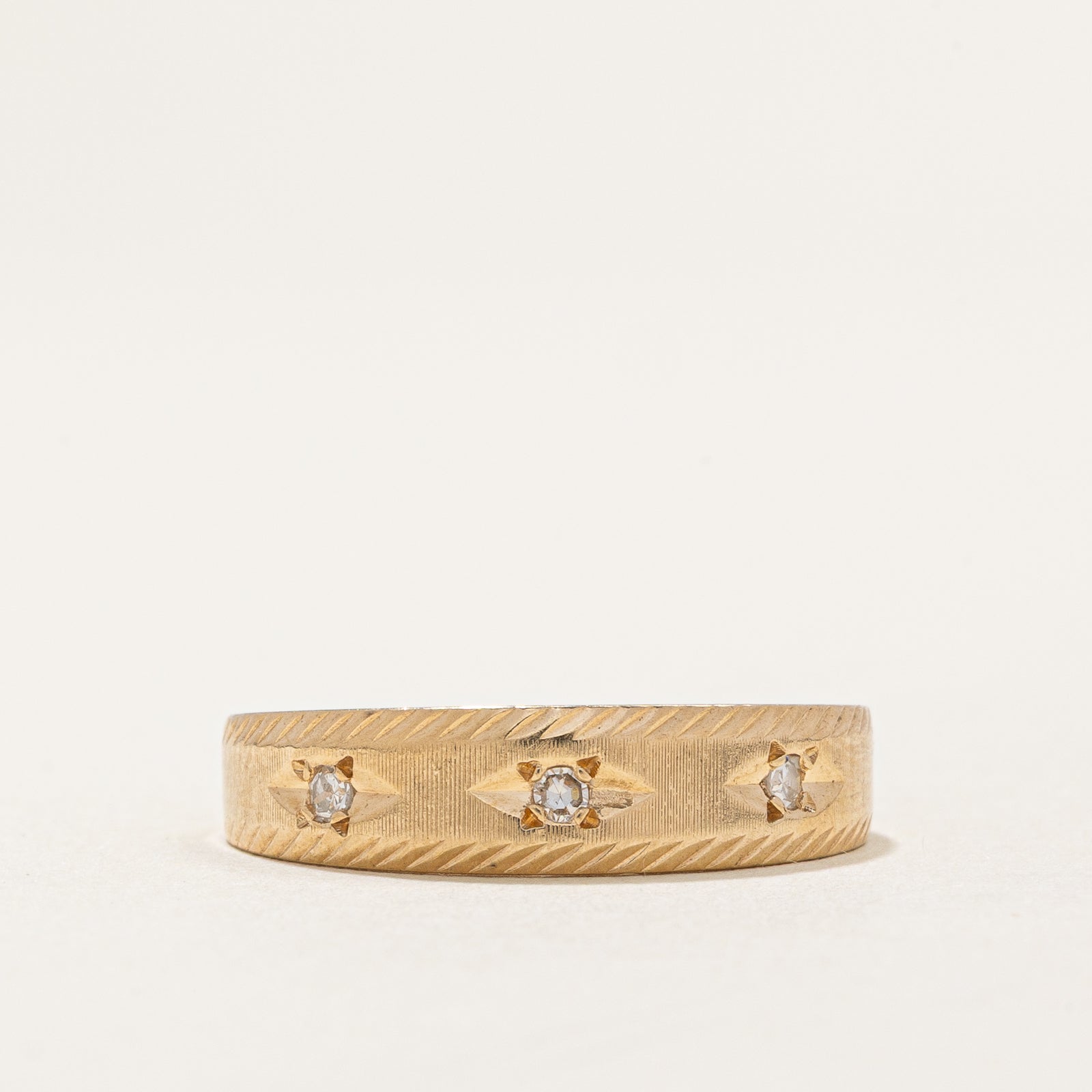 Bague trois diamants | 0,03 ct au total | Taille 6,75