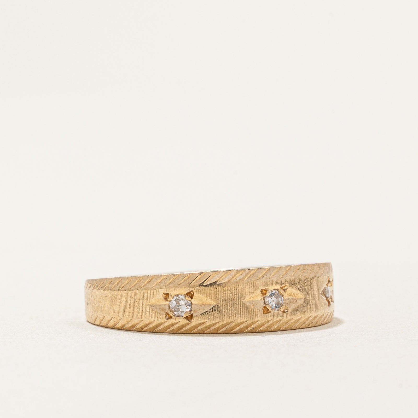 Bague trois diamants | 0,03 ct au total | Taille 6,75