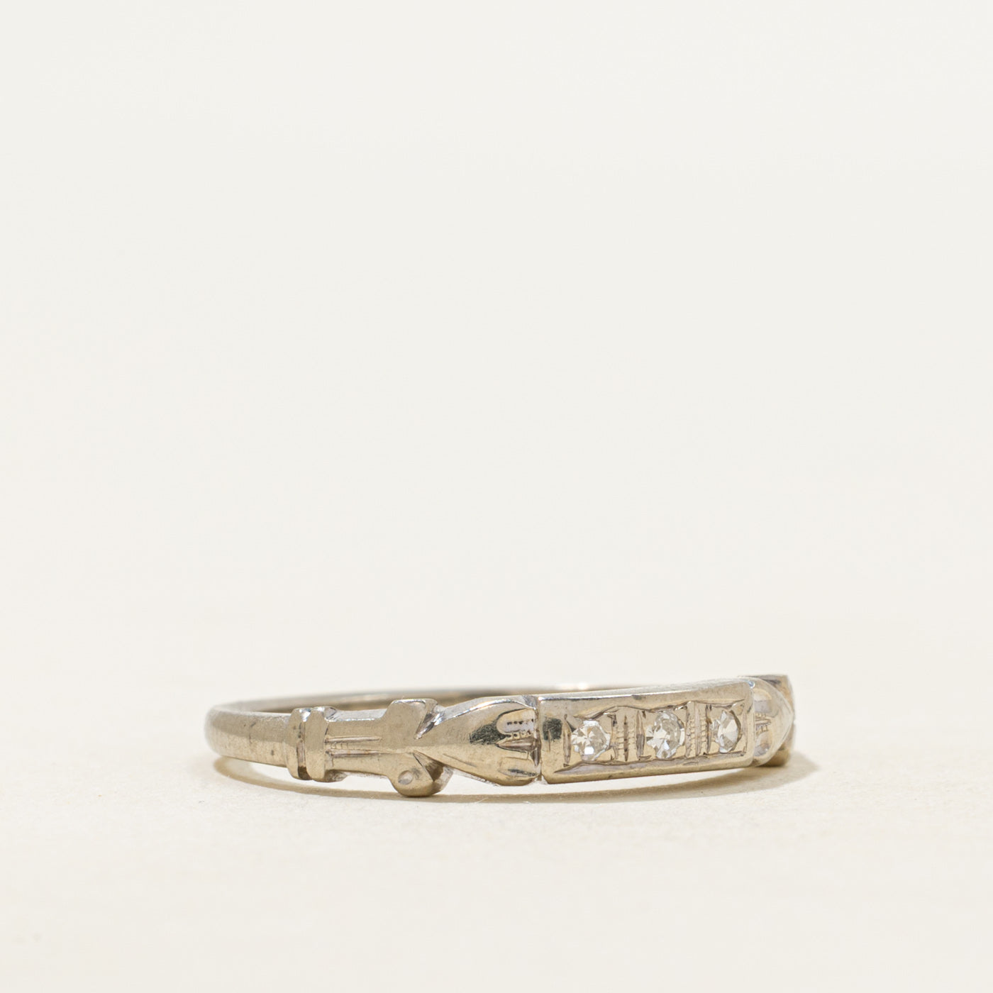 Three-Stone Diamond Engraved Ring | SZ 6