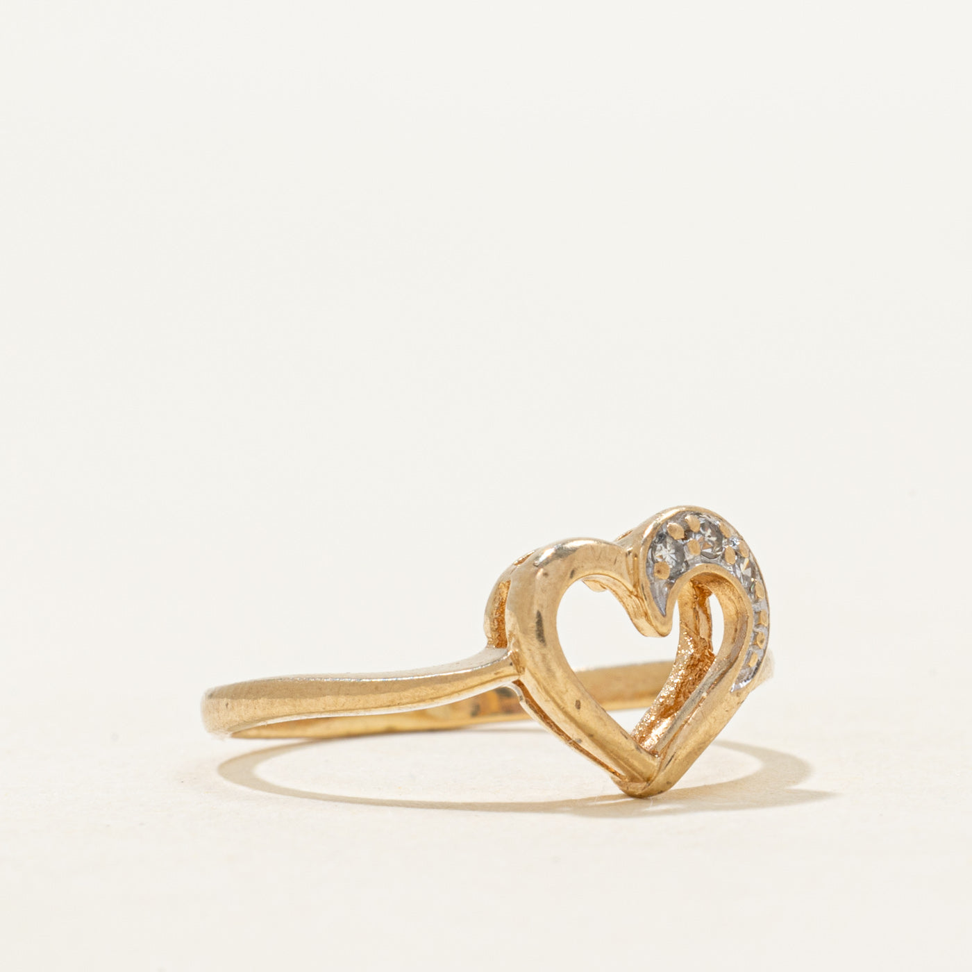 Vintage Canadian Diamond Open Heart Ring | SZ 4.5