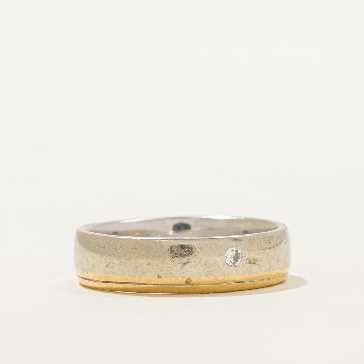 'Birks' 18k Two-Tone Diamond Plain Band | 5.5mm | SZ 9