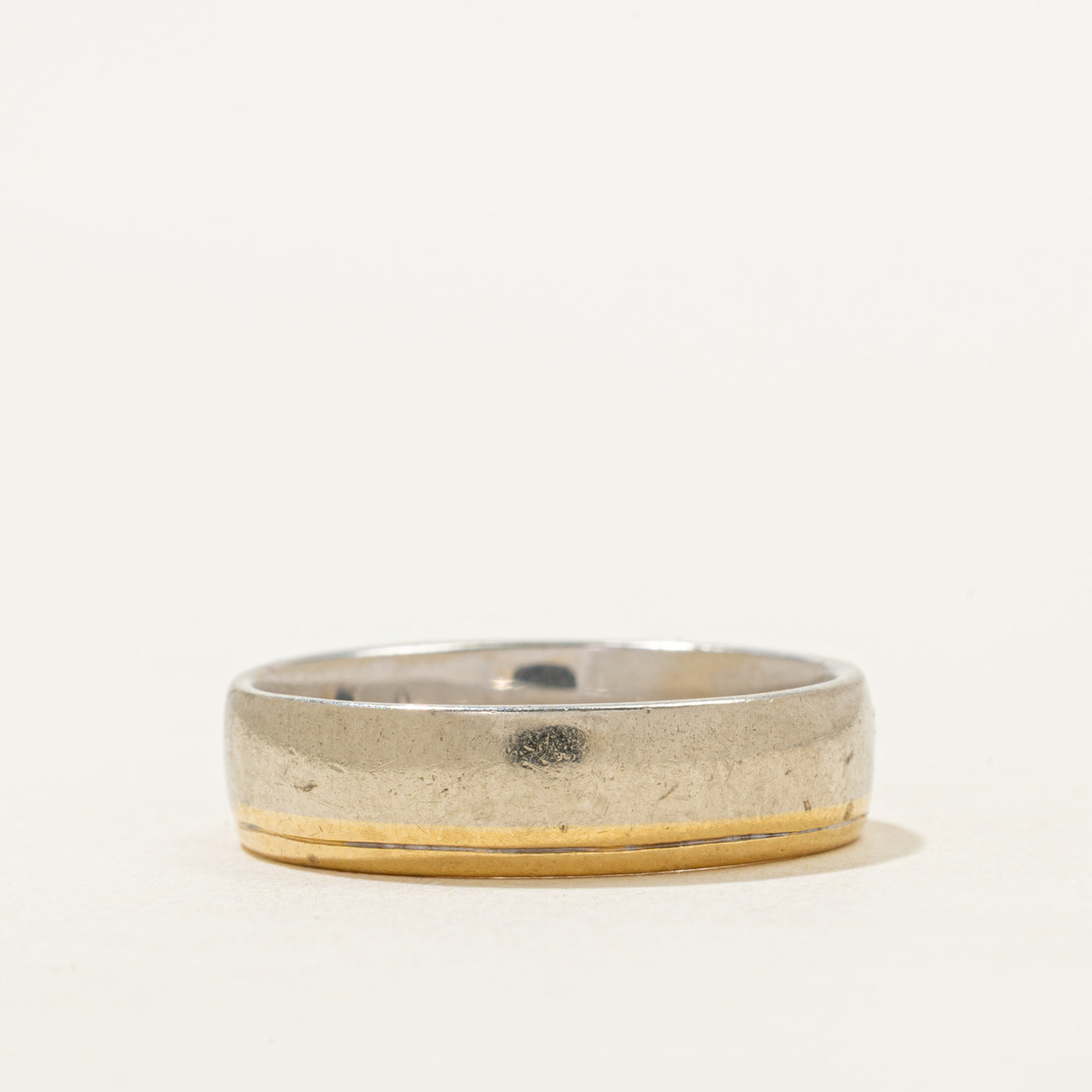 'Birks' 18k Two-Tone Diamond Plain Band | 5.5mm | SZ 9