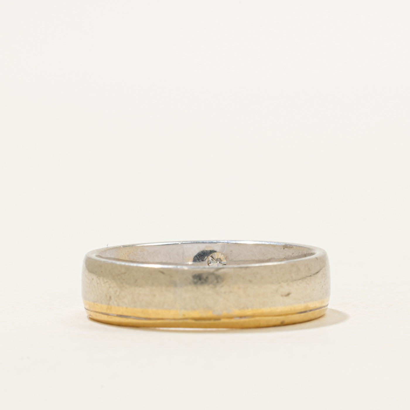 'Birks' 18k Two-Tone Diamond Plain Band | 5.5mm | SZ 9