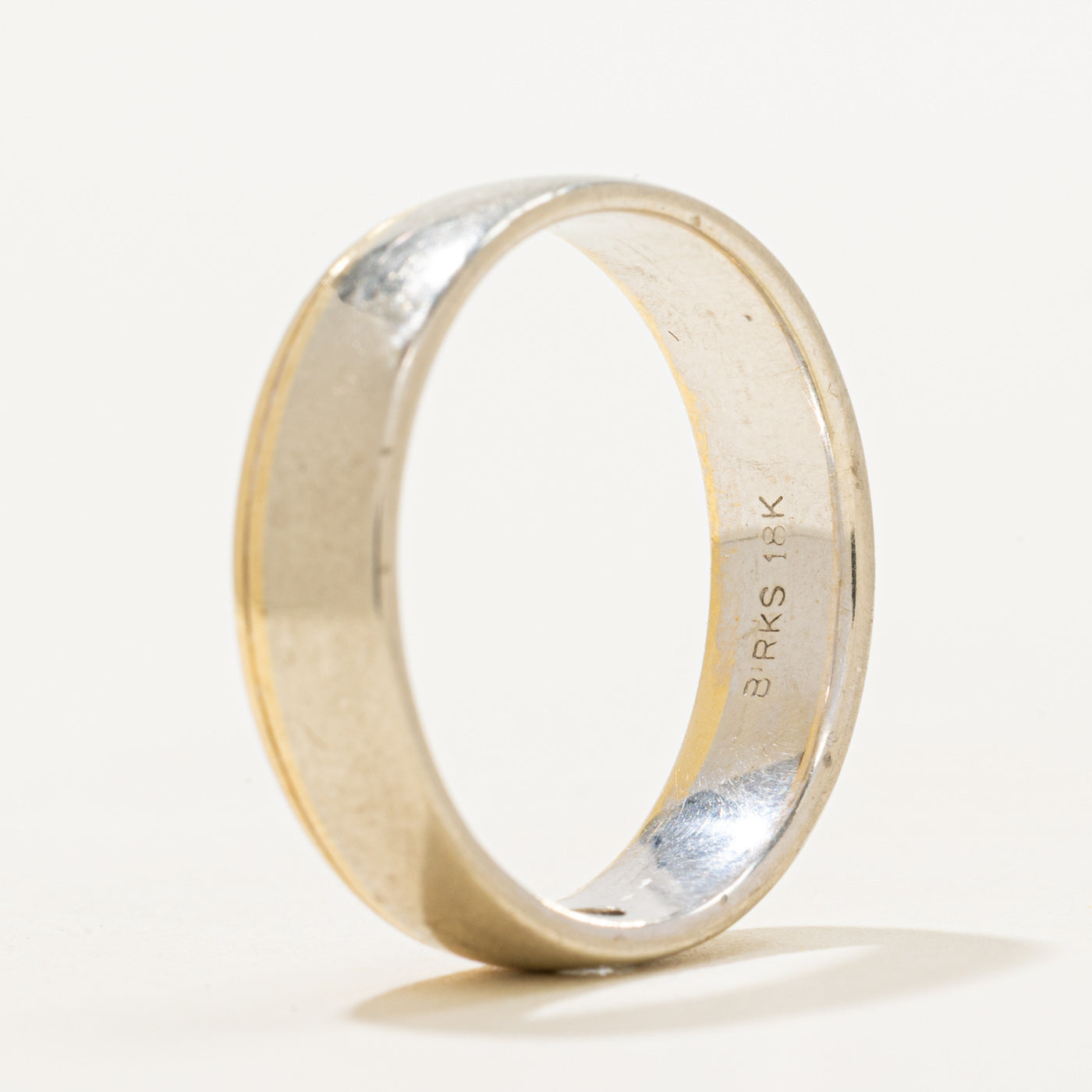 'Birks' 18k Two-Tone Diamond Plain Band | 5.5mm | SZ 9