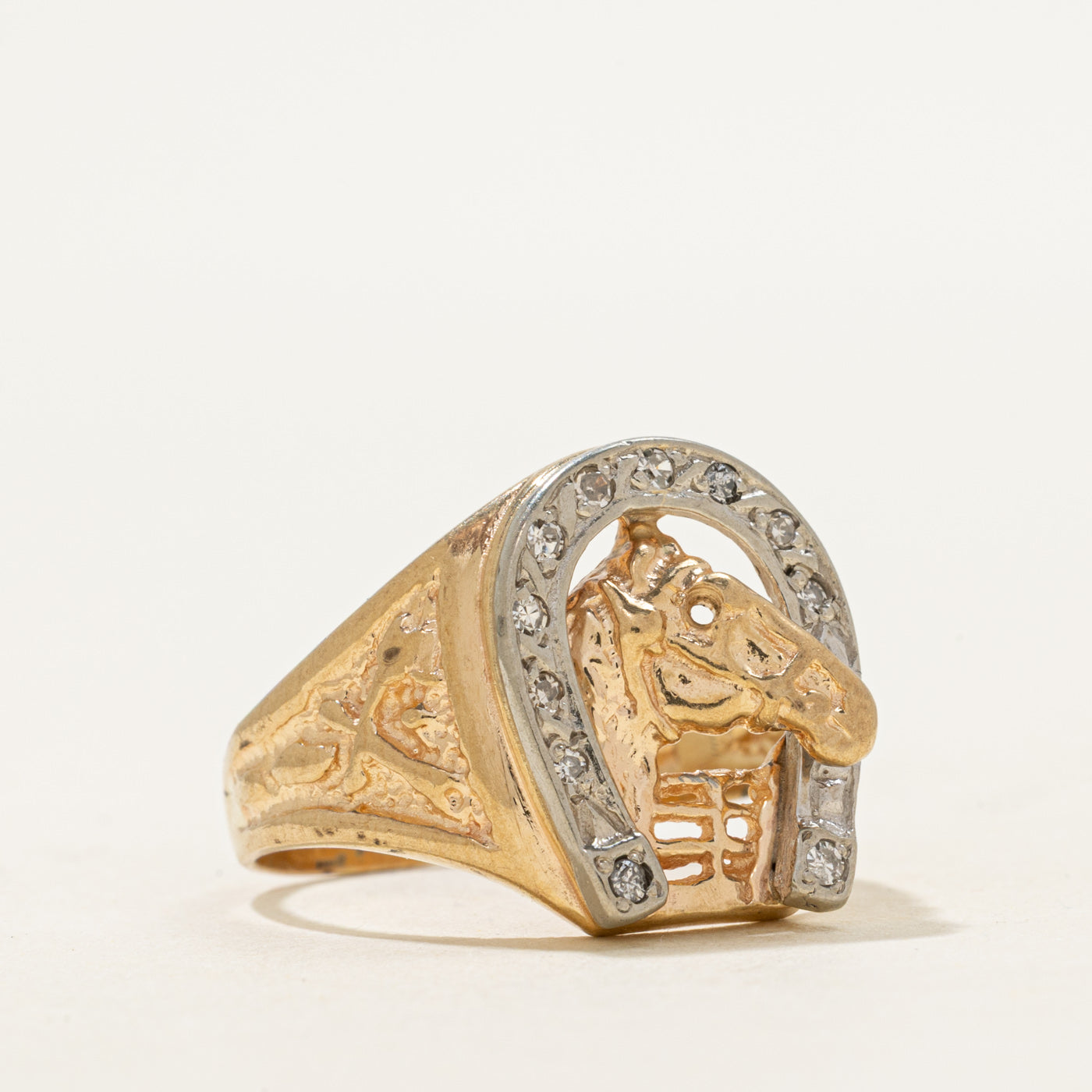Two-Tone Diamond Horseshoe Ring | SZ 8.5