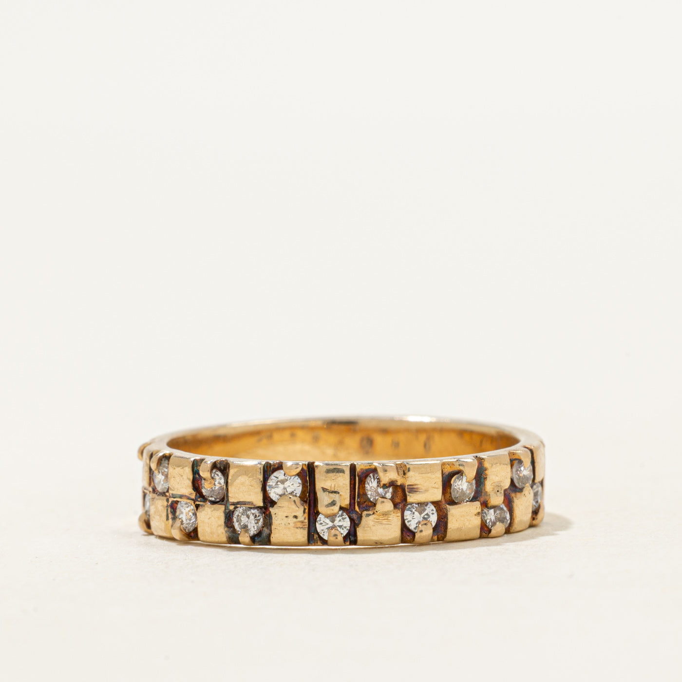Diamond Checkerboard Grid Band | 0.08ctw | 4.5mm | SZ 7.5