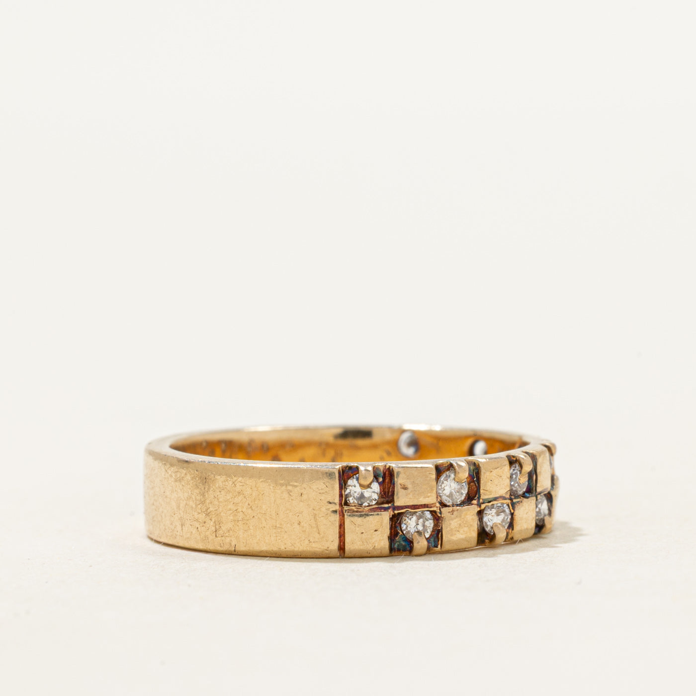 Diamond Checkerboard Grid Band | 0.08ctw | 4.5mm | SZ 7.5