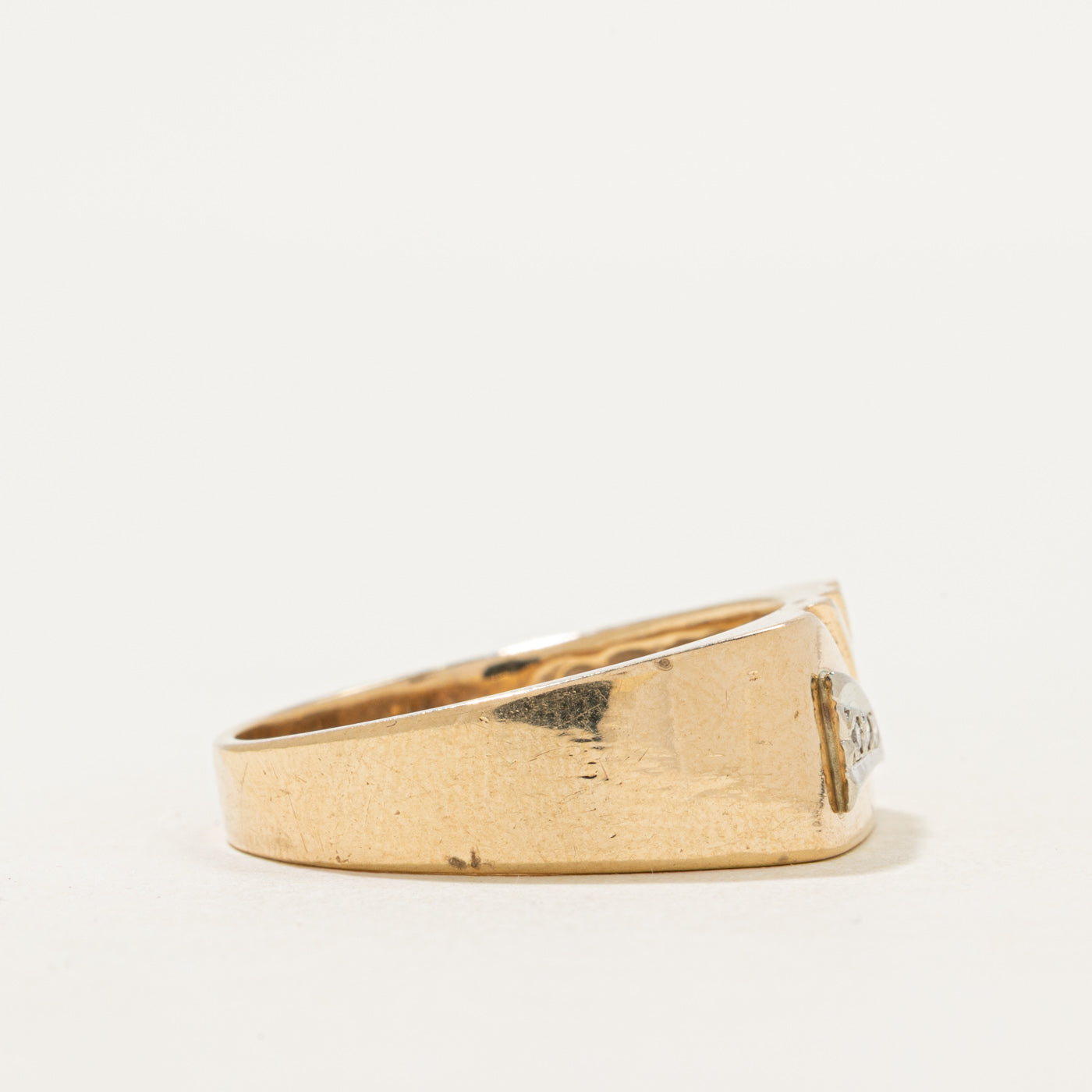 Diamond Grooved Signet Ring | SZ 10