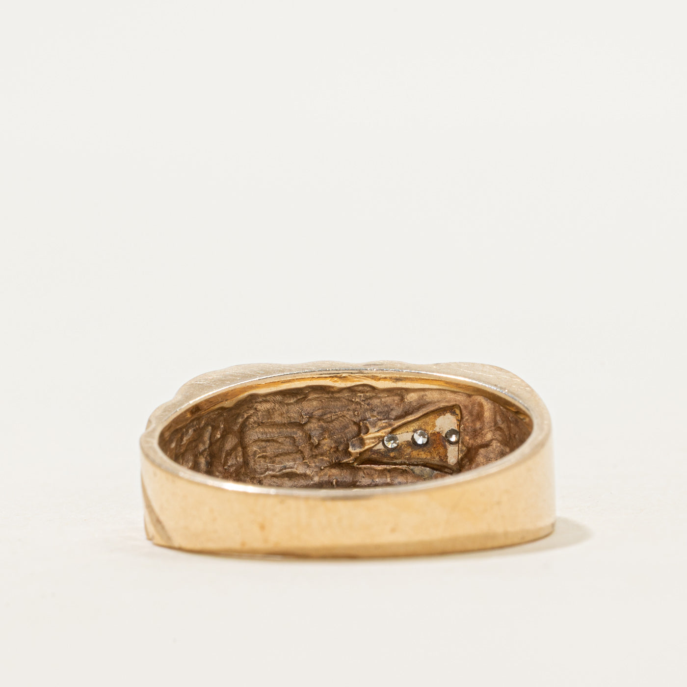 Diamond Grooved Signet Ring | SZ 10
