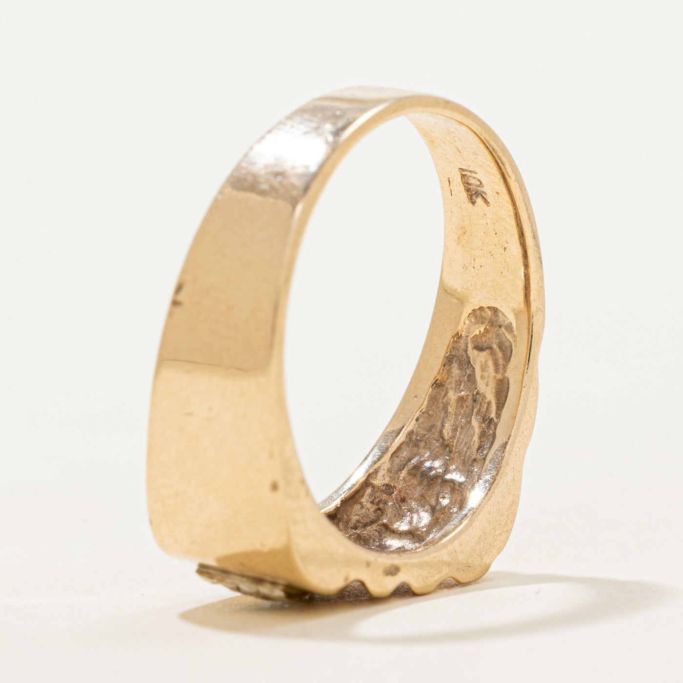 Diamond Grooved Signet Ring | SZ 10