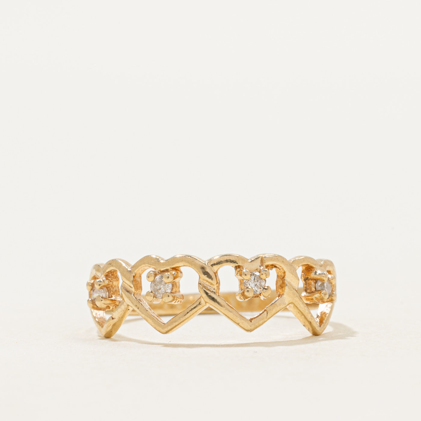 Bague Cœur Ouvert à Quatre Diamants | Taille 7