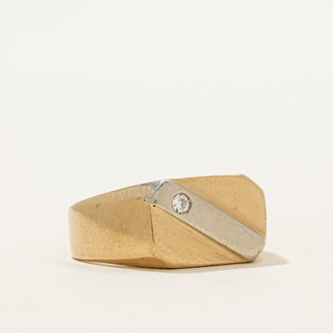 Two-Tone Diamond Plain Signet Ring | SZ 9