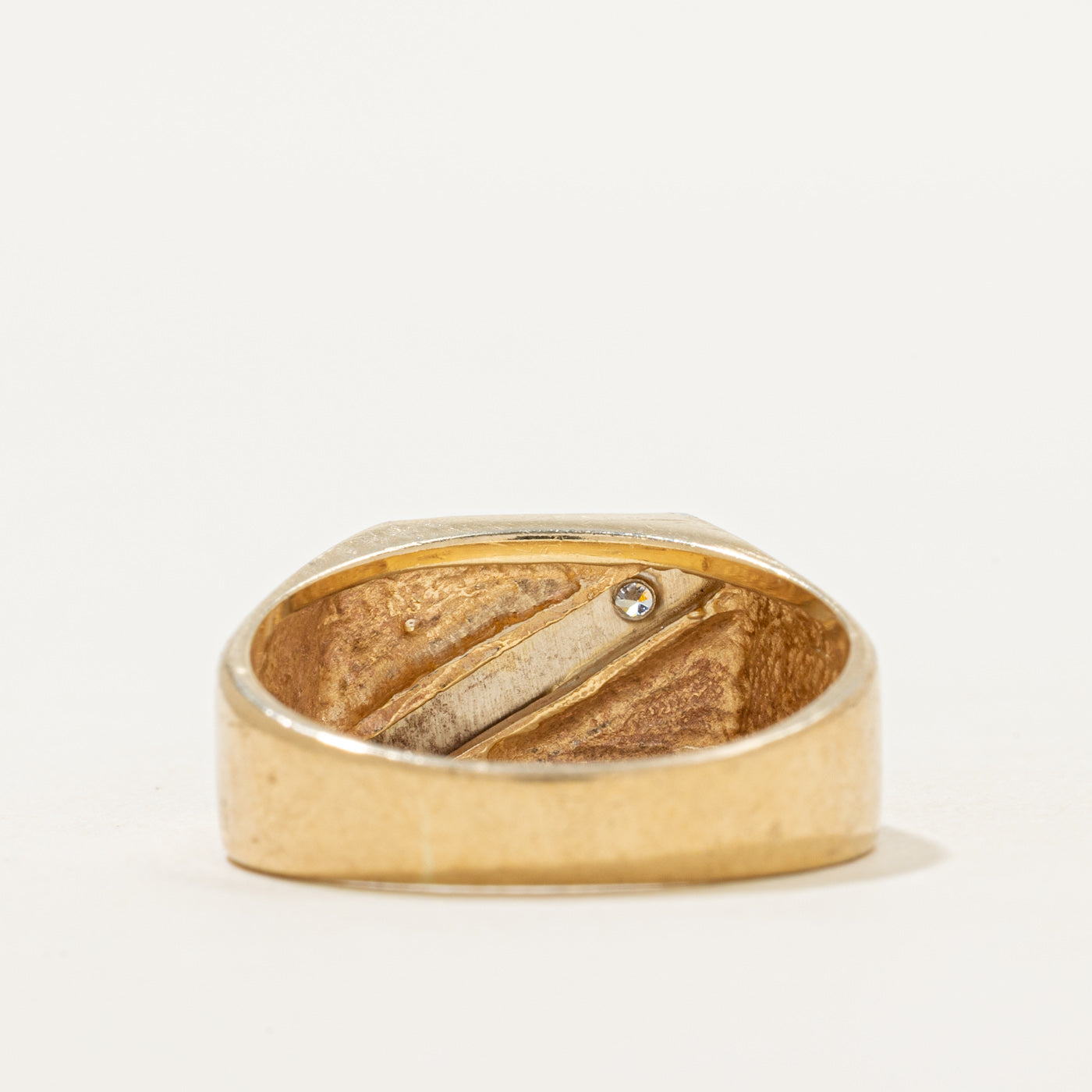 Two-Tone Diamond Plain Signet Ring | SZ 9