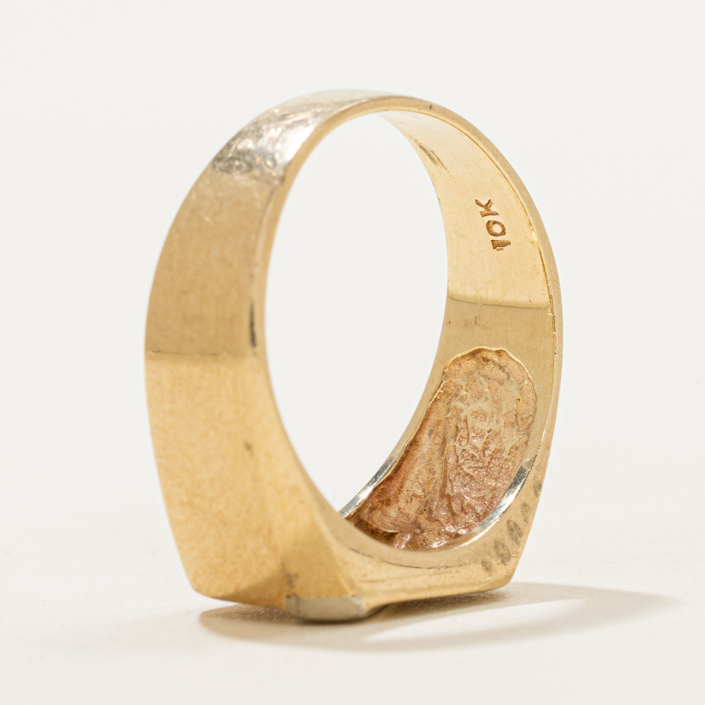 Two-Tone Diamond Plain Signet Ring | SZ 9