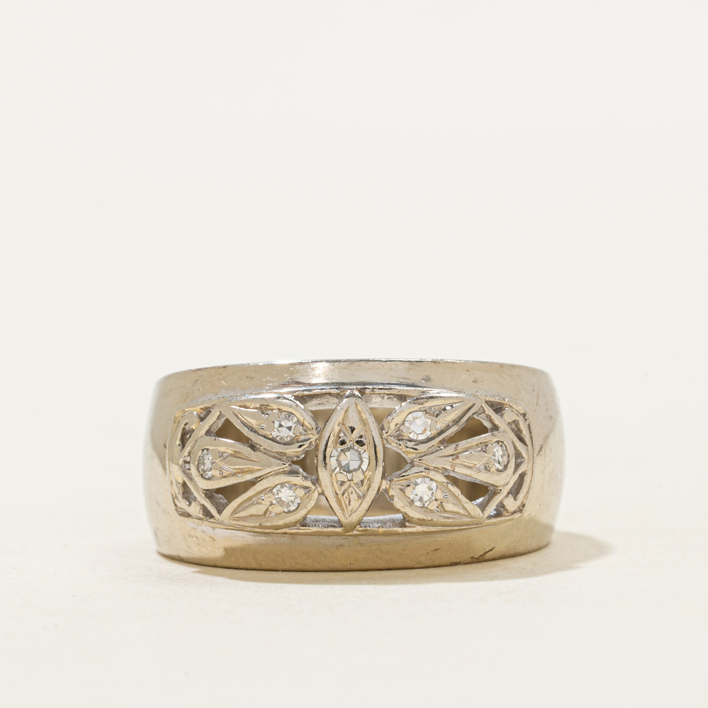 Vintage Canadian Diamond Openwork Band | 6.5mm | SZ 8.5