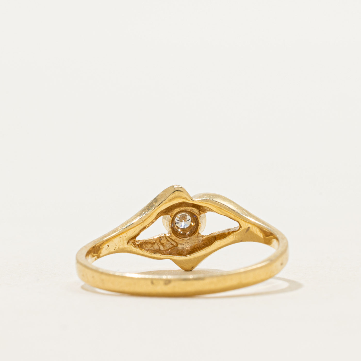 18k Bezel Set Diamond Split Ring | SZ 6.75