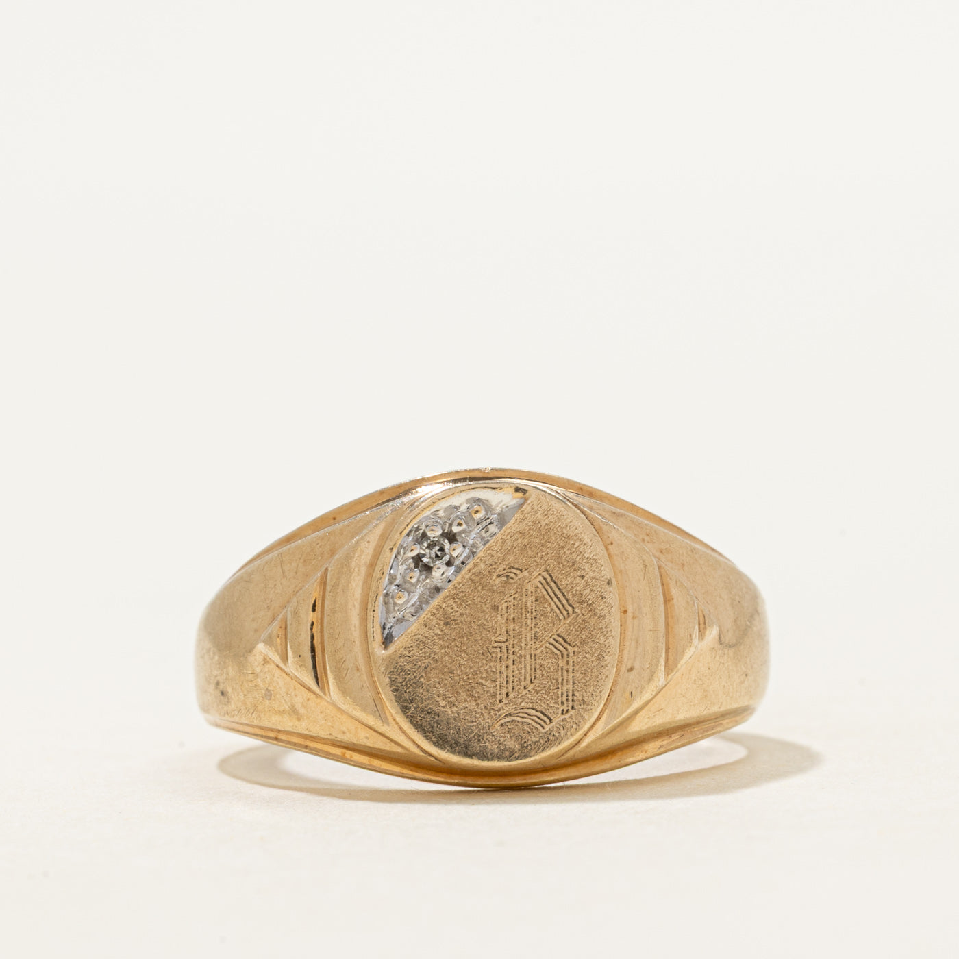 Diamond "B" Initial Signet Ring | SZ 7.5