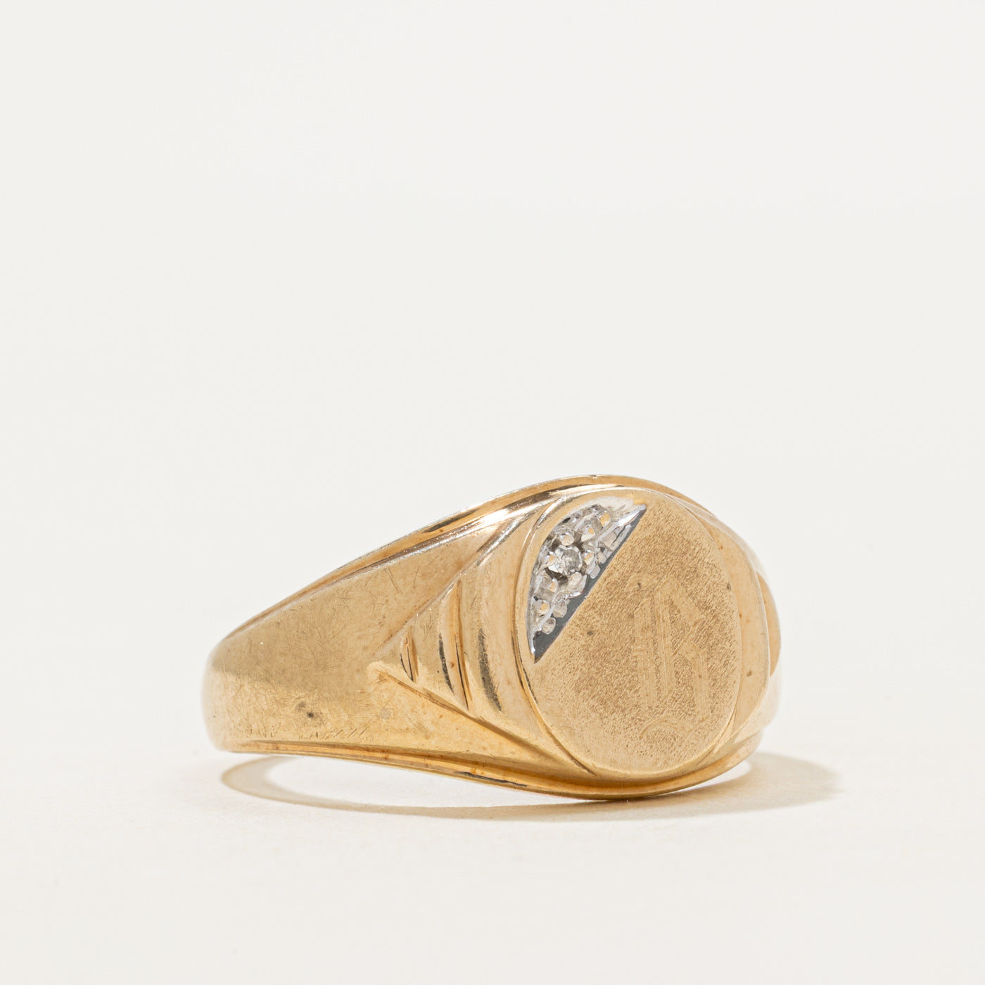 Diamond "B" Initial Signet Ring | SZ 7.5