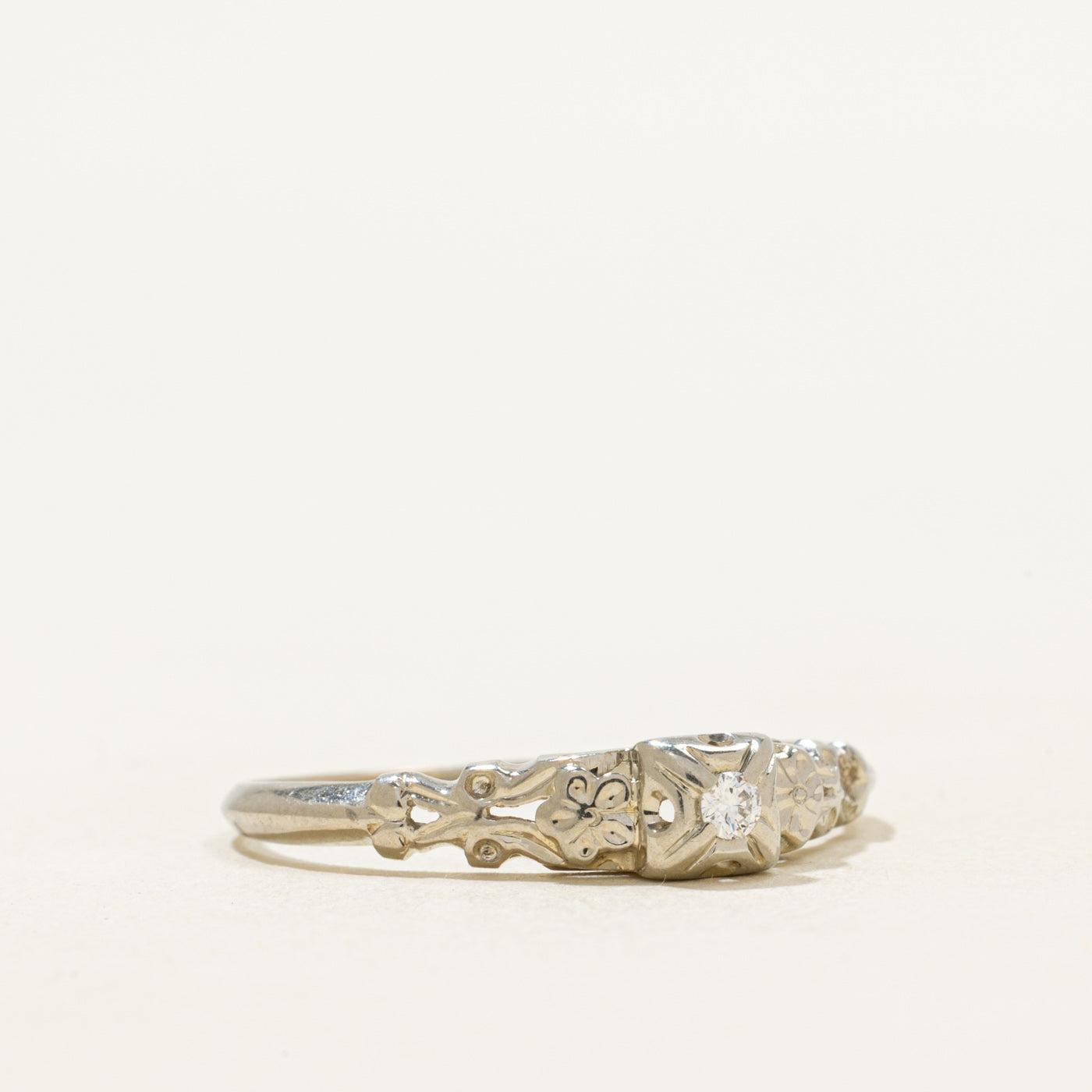 18k Diamond Engraved Ornate Ring | 0.07ct | SZ 8.25