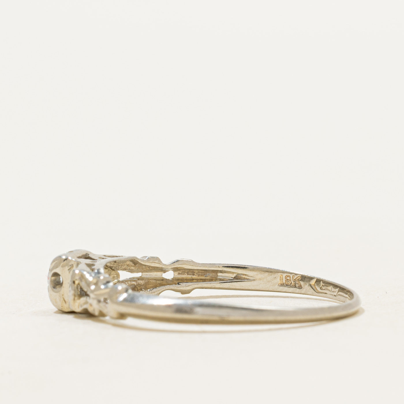 18k Diamond Engraved Ornate Ring | 0.07ct | SZ 8.25
