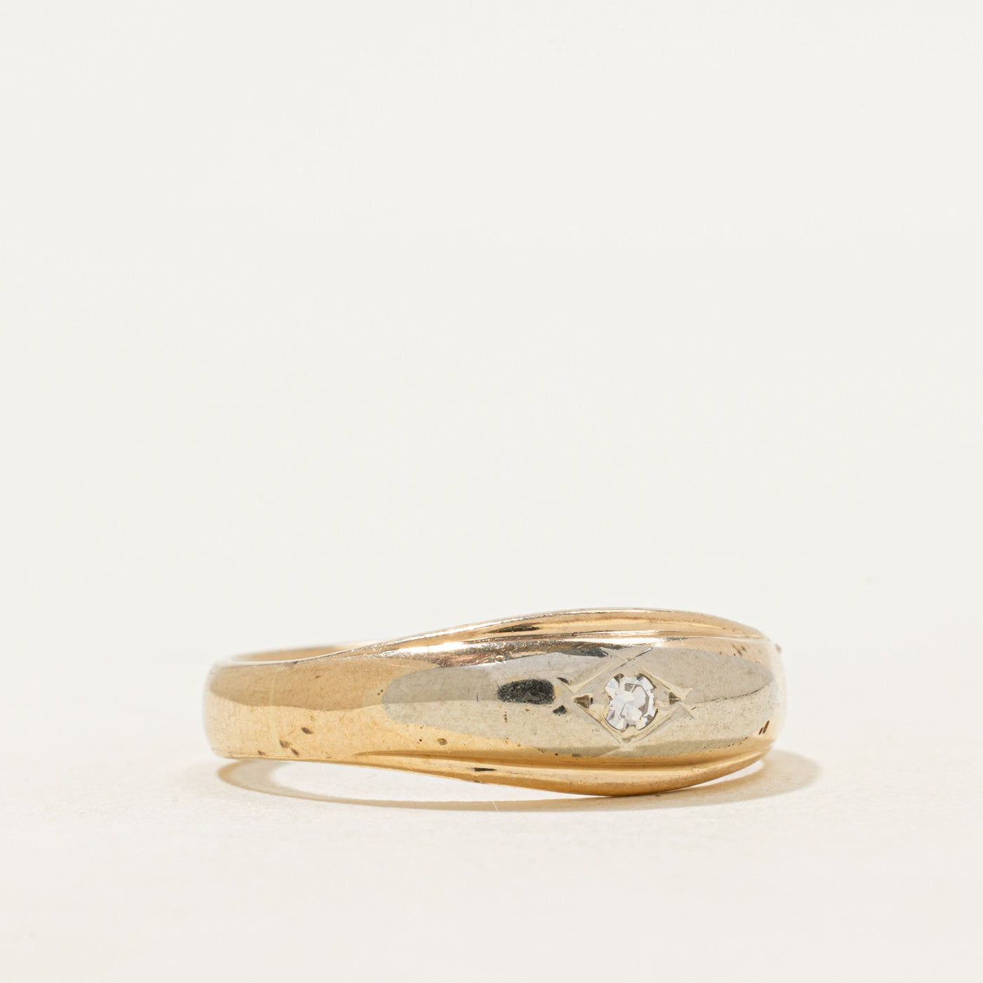 Two-Tone Diamond Grooved Ring | SZ 9.5