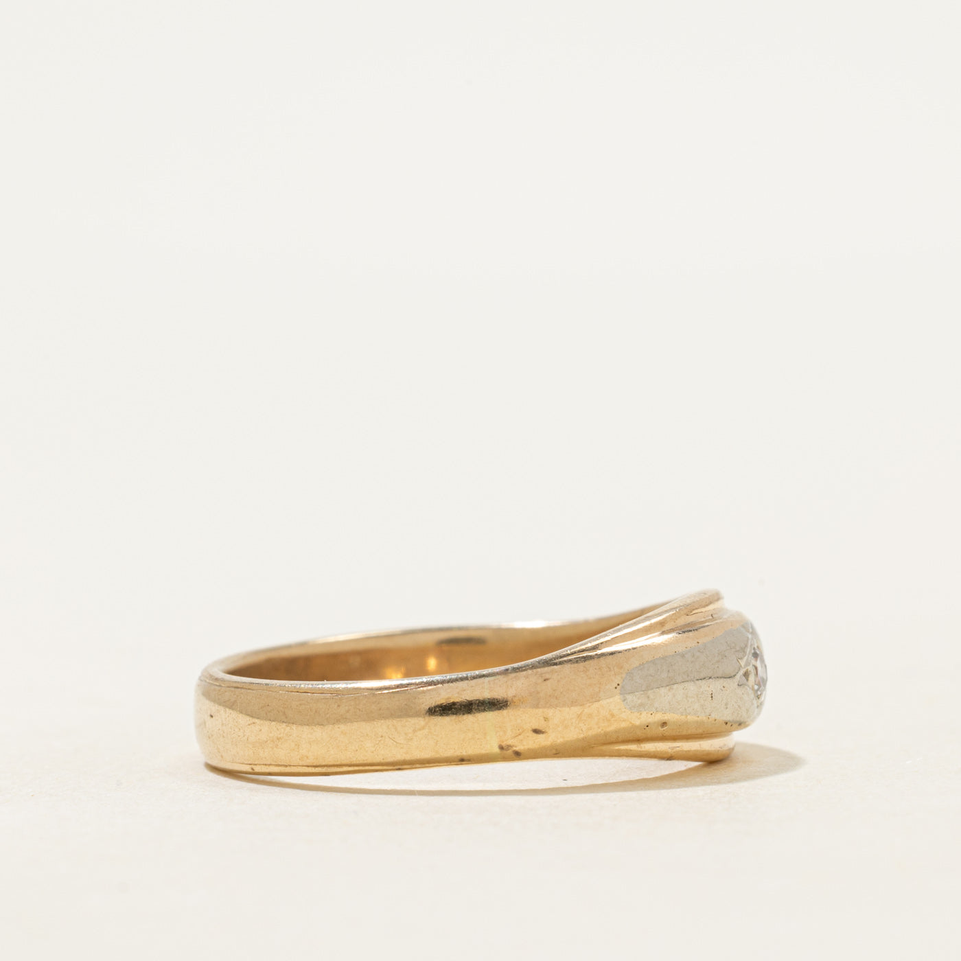 Two-Tone Diamond Grooved Ring | SZ 9.5