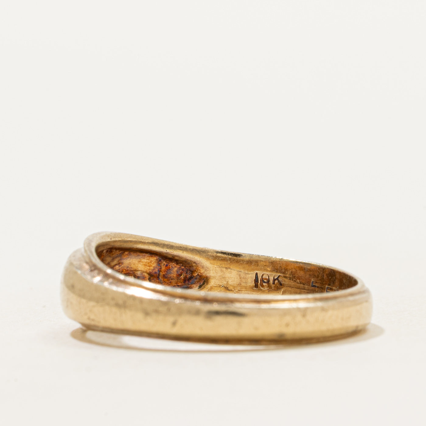 18k Star Set Diamond Grooved Dome Ring | SZ 9.25