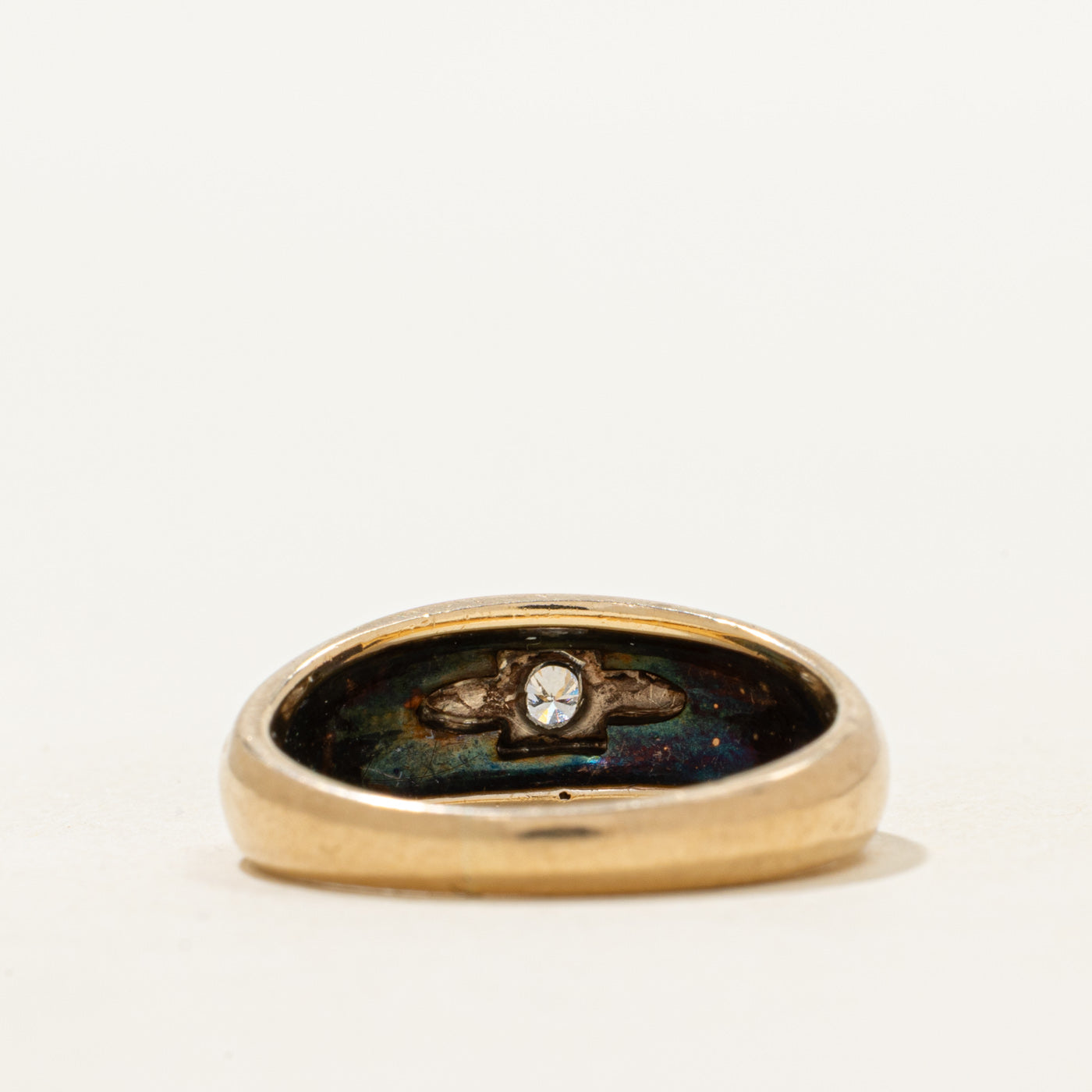 Star Set Diamond Grooved Dome Ring | 0.04ct | SZ 6