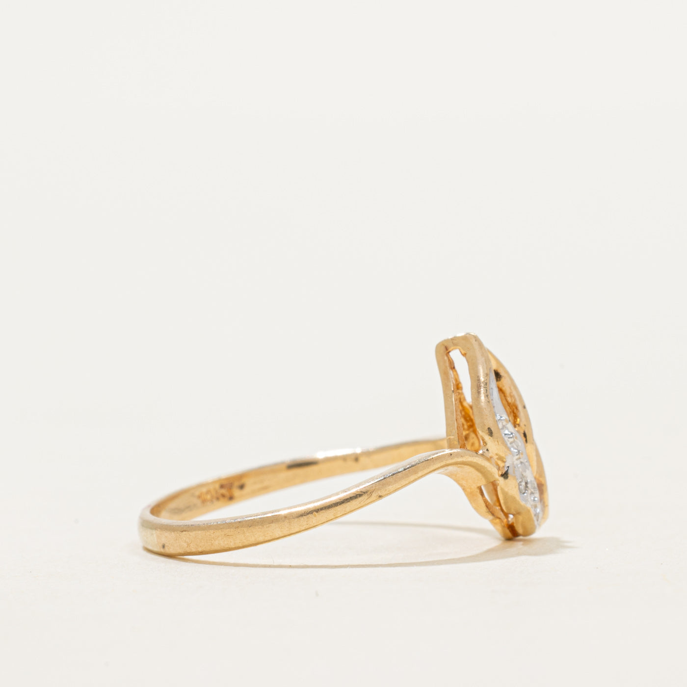 Diamond Openwork Leaf Ring | SZ 4.75