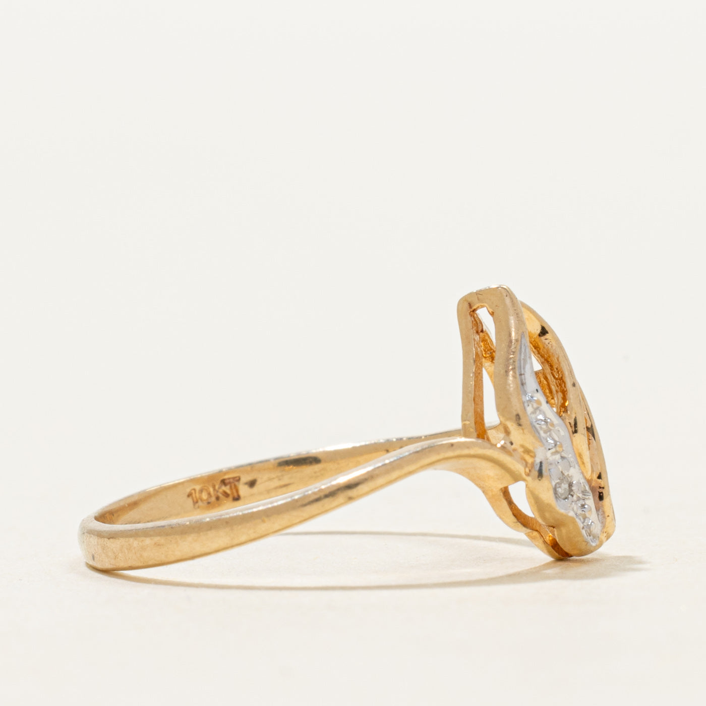 Diamond Openwork Leaf Ring | SZ 4.75