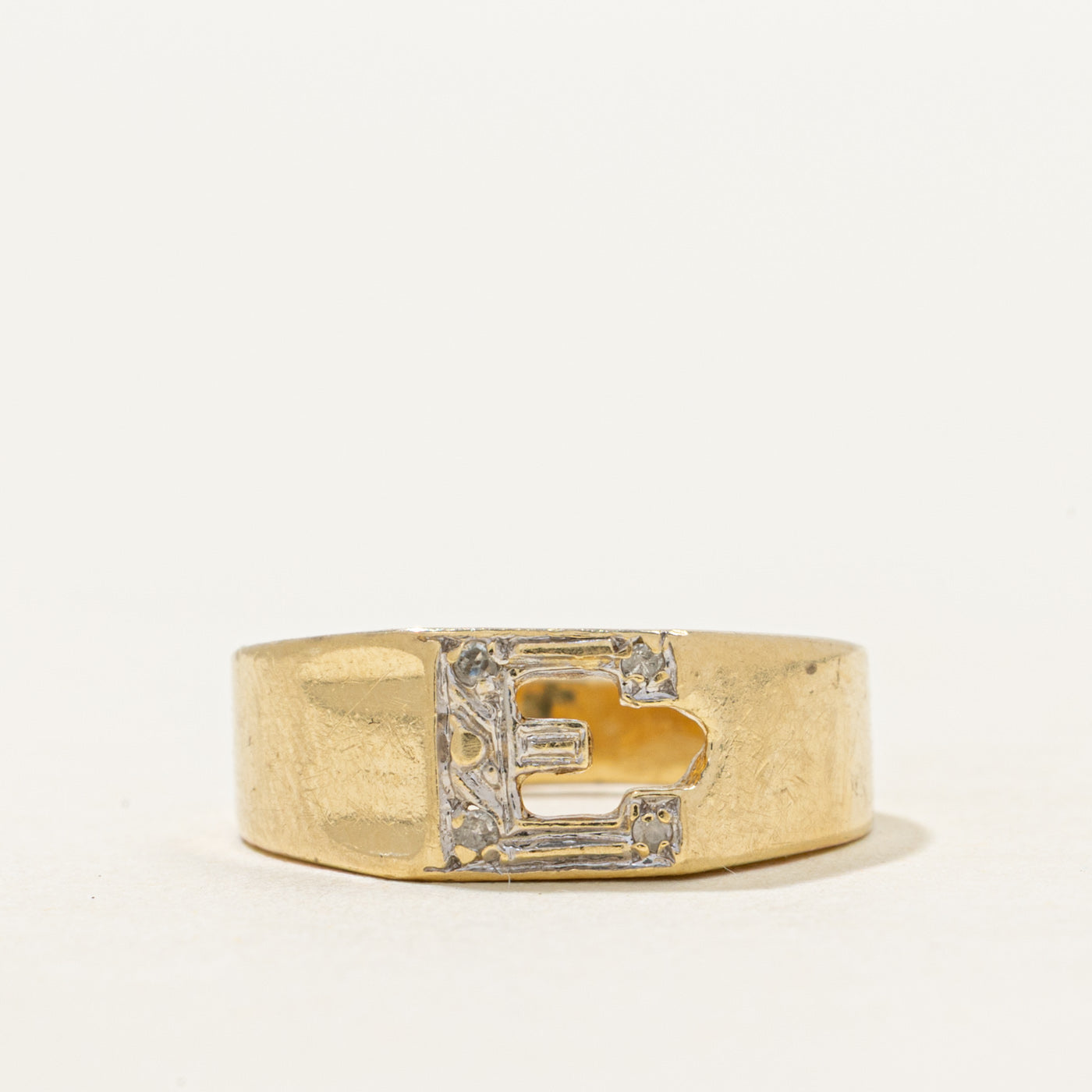 Diamond "E" Initial Ring | SZ 4