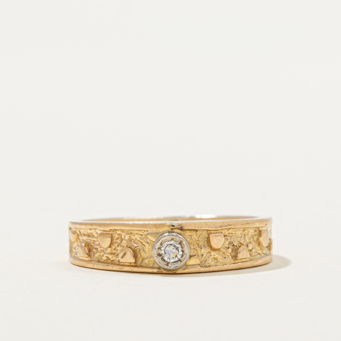 Bezel Set Diamond Textured Band | 0.03ct | SZ 4
