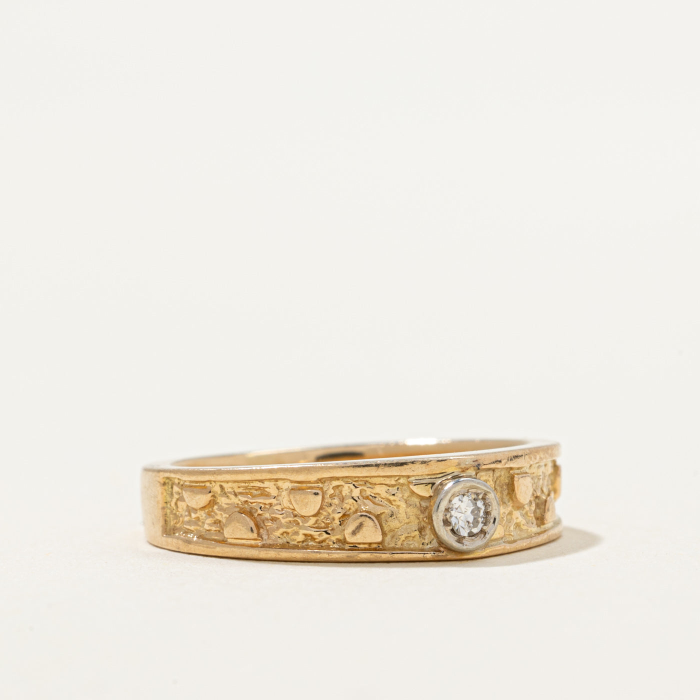 Bezel Set Diamond Textured Band | 0.03ct | SZ 4