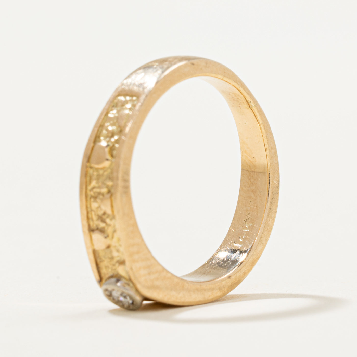 Bezel Set Diamond Textured Band | 0.03ct | SZ 4