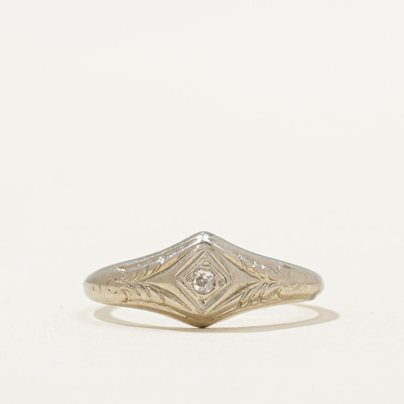 Diamond Engraved Tapered Ring | 0.01ct | SZ 2